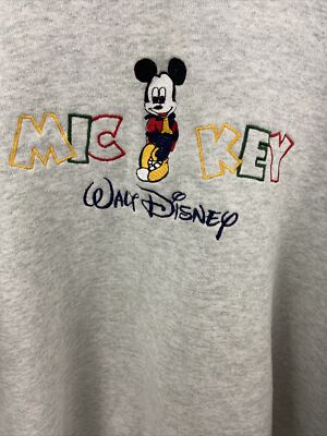 Vintage Mickey Mouse Walt Disney 80s 90s Gray Size XL Pullover