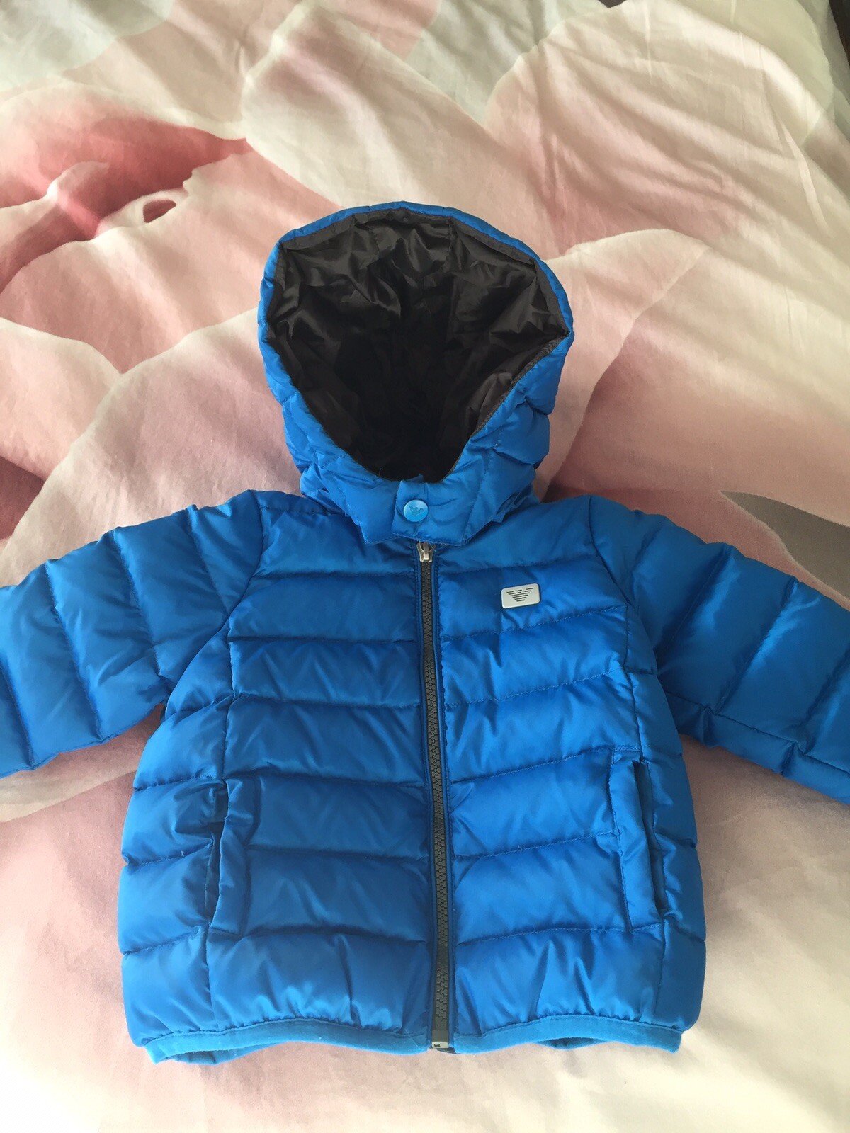 Baby Boys Genuine Designer Armani Blue Down Jacket 9-12 Months