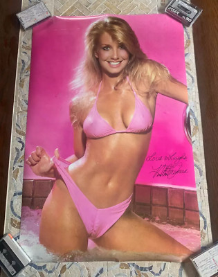 Vintage 1982 Heather Thomas Pink Bikini Hot Tub Poster