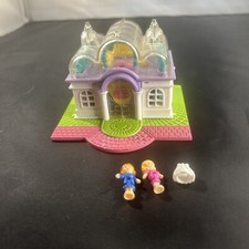 Vintage 1994 Bluebird Polly Pocket Light Up Bridal Salon w/ Figures, Lights Work