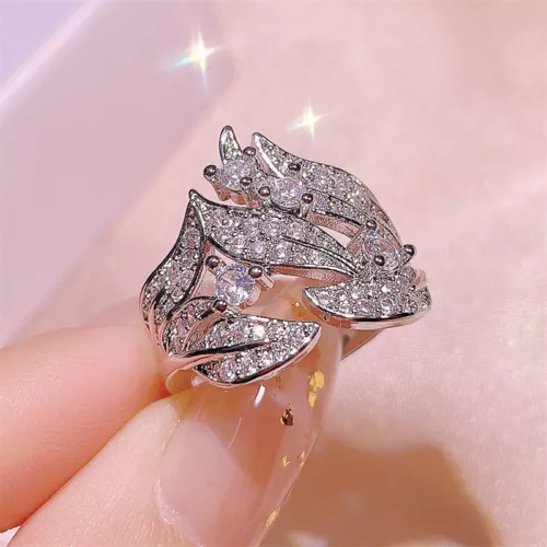 Gorgeous Women 925 Silver Cubic Zirconia Rings Wedding Jewelry Size 6-10 - Picture 6 of 23
