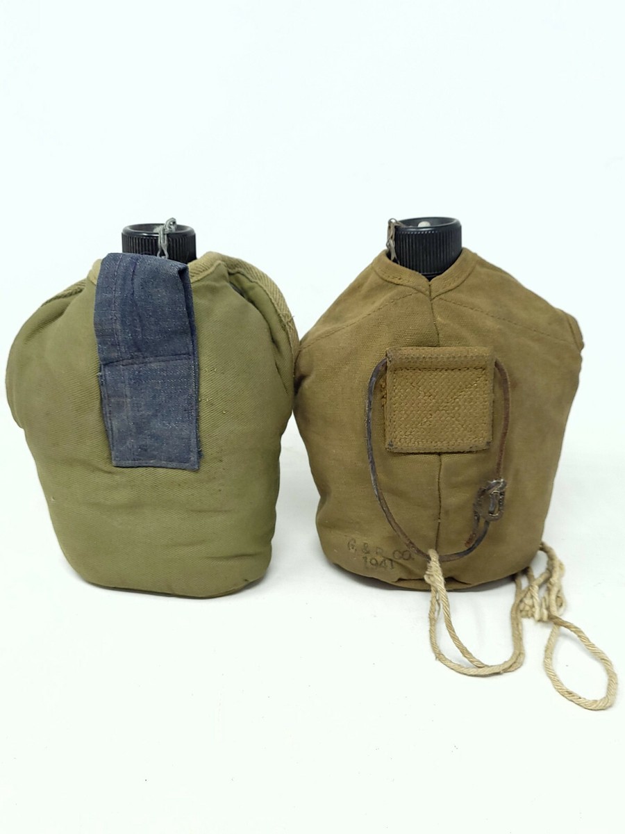 Lot of 2x Vintage WW2 WWII US Army US Military CANTEEN 1945 With