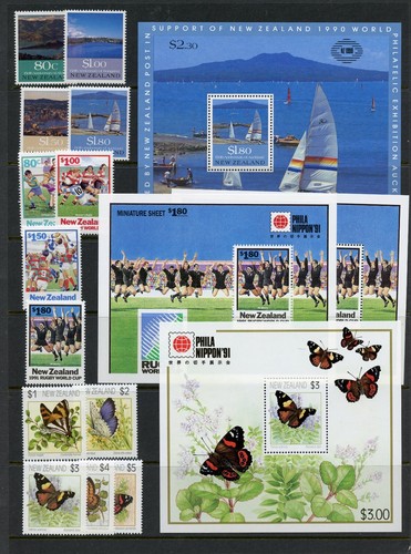 KMC4076-Nueva Zelanda #956\\1079 (N548) (7) emisiones comp, 1989-91, MNH, VF, CV $121,90 - Imagen 3 de 3
