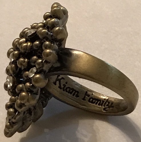KIAM FAMILY BRUTALIST BRONZE/RHINESTONE ABSTRACT THEME RING SIZE 6 - Bild 3 von 7
