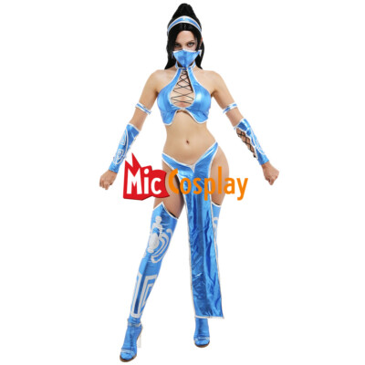 Women's Split Suit Kitana Cosplay Costume Outfit with Wristbands