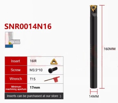 5/8'' SNR0014N16 Lathe Internal Threading Boring Bar Turning Tool Holder For 16IR