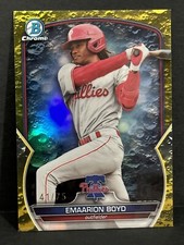 2023 Topps Chrome Bowman Draft Phillies Emaarion Boyd Yellow Lunar Crater /75