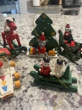 Vintage Wooden Christmas Ornament Lot (15) Mixed Assortment