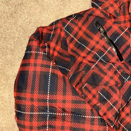 Columbia Titanium Omni Tech Winter Jacket Removable Hood Blk Red Wht Plaid 18/20 - Picture 2 of 24