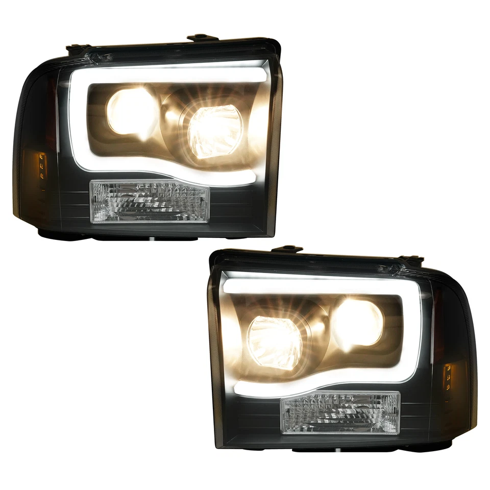 Fit For 05-07 Ford F250 F350 F450 F550 Super Duty LED DRL Projector Headlights - Image 4 of 4