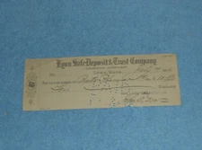 1916 Lynn Safe Deposit & Trust Company Bank Check To Boston Pharmacal Co Lynn MA