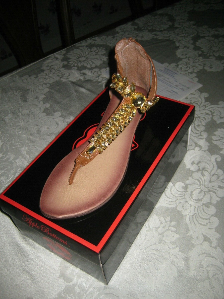 Apple Bottom Akira Zip Leather Rhinestone Sandal Size 8.5 NIB | eBay