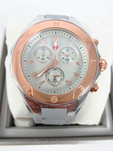 NEW Michele Jelly Bean Large Tahitian Rose Gold Silver Grey  display picture 2