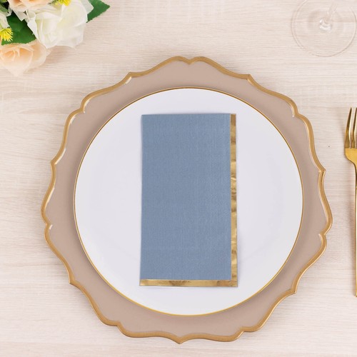 DUSTY BLUE 50 Soft 2 Ply Dinner Paper NAPKINS Foil Edge Party Events Decorations - Picture 6 of 8