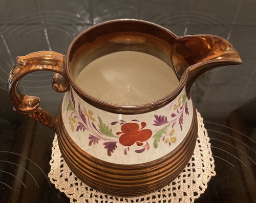 Antique Copper Lustre Pottery Jug - 6ins High X 7.5ins Dia. - Circ 1840s. - Picture 3 of 9