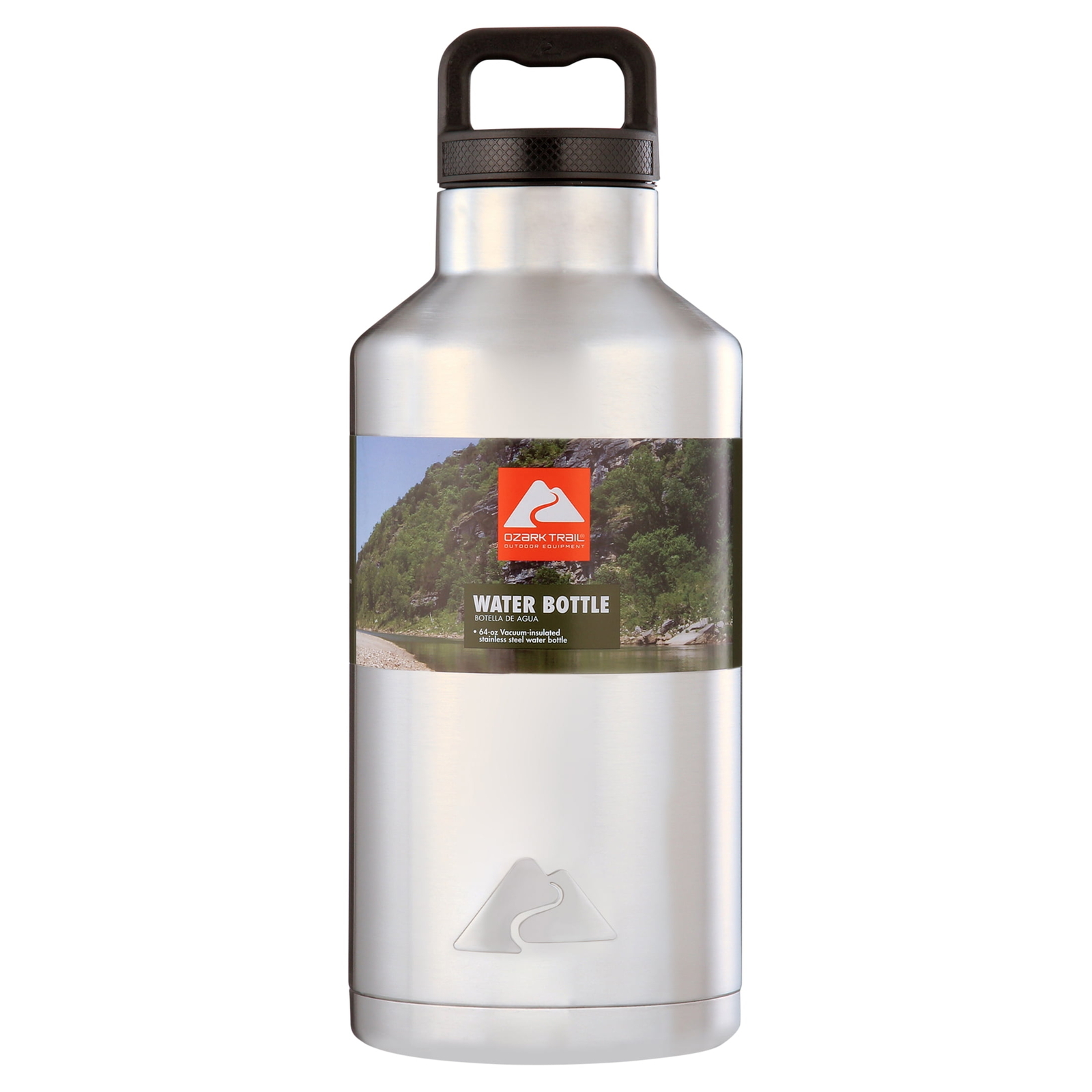 64 oz Double-Wall Stainless-Steel Insulated Tumbler Water Bottle, Silver