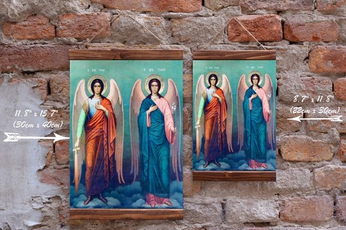 Archangels Michael and Gabriel Orthodox Russian icon Christian Religion Canvas - Picture 2 of 10