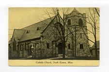 North Easton MA Mass postcard Immaculate Conception Catholic Church, 193 Main St