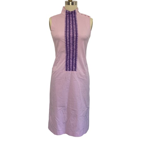 Stage of Playlord Retro Lilac/Purple Ruffle Bib High neck sleeveless Dress Sz 6 - Picture 11 of 13
