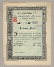 Clarenberg AG dla przemysłu węglowego i Thon – FRECHEN – akcje, 1000 M, 1894 ..8)