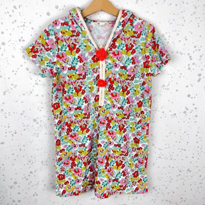Crewcuts Size 6 Girls' Terry Hoodie Dress Floral UPF 50 Beach Cover-Up Tassel