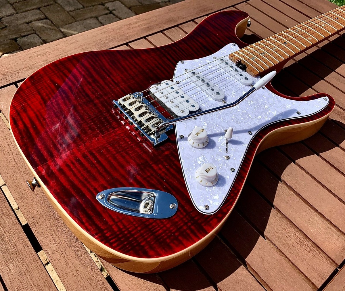 AriaPro II Fullerton エレキギター レッド アリアプロ2 Aria Pro II 714-MK2 FULLERTON Ruby Red Flame Top HSS