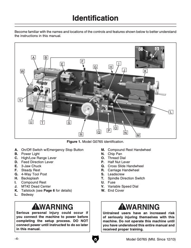 Owner s Manual Instructions Grizzly 7 x 14 Benchtop Lathe