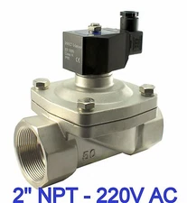 2 Inch Stainless Zero Differential Electric Solenoid Water Valve 220V AC Viton