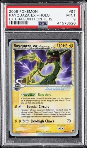 2006 POKEMON EX DRAGON FRONTIERS #97 RAYQUAZA EX-HOLO PSA 9