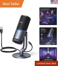 USB RGB Microphone for PC with Mute and Volume Control - 24bit/96kHz Quality
