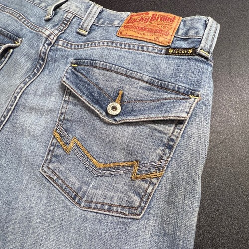 Lucky Brand 101 Straight Leg Jeans Mens Size 32 Light Wash Denim Whiskered - Picture 3 of 13