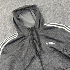 Adidas Full Zip Hoodie Size Large Gray ClimaWarm 3-Stripe Fleece Active Men's
