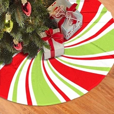 White Red and Green Christmas Tree Skirt 36 Inch, Candy Christmas Decor, Wint...