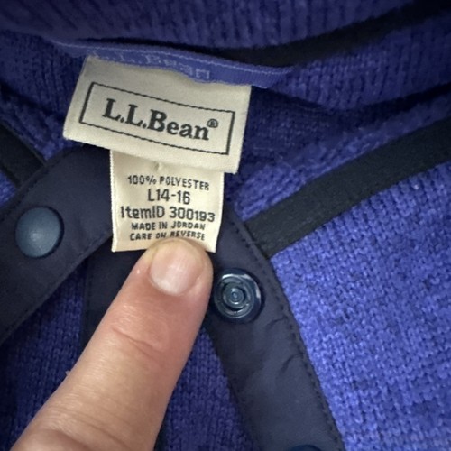 L.L. Bean Girl's 1/4 Snap Sweater Fleece Pullover, Size Large (14/16) Purple - Picture 3 of 5