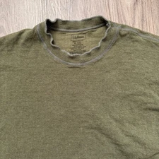 LL Bean Traditional Fit Long Sleeve Thermal Shirt Olive Green XL Double Layer