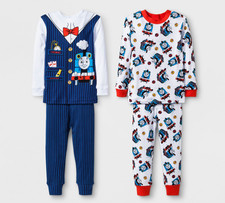 4 Piece COTTON Thomas the Tank Engine Pajamas Toddler 2T Train Conductor Two 2Pc