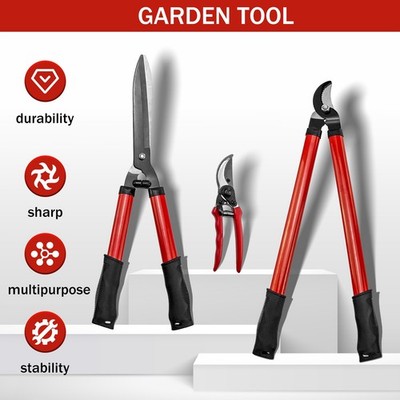 Garden Loppers Hedge Shears & Pruners Combo Set 3PCS Hedge Clippers Tree Trimmer
