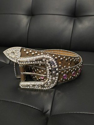 Blazing Roxx Women's Leather Belt with Rhinestones Western Style, Size 27''-33''