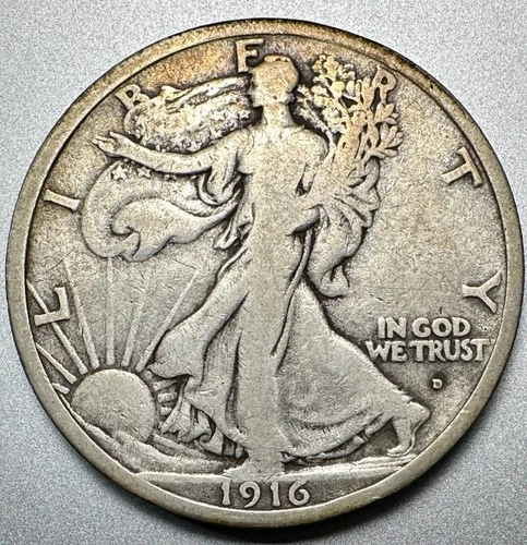1916-D   WALKING LIBERTY HALF DOLLAR  VG+   BETTER DATE #1476