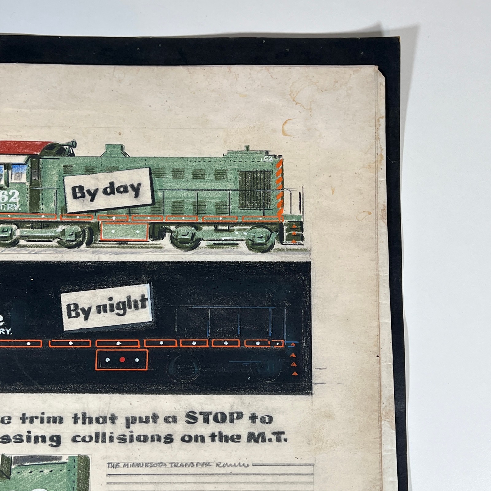 Original 1954 3M Scotchlite Railroad Ad Mockup Minnesota Transfer Ry #62 Art