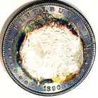 1890-P Morgan Gem BU Rare Date Semi PL + Rainbow Toned Old Collection No Reserve