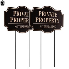 2-Pack No Trespassing Signs, 11.8 X 6.7 Inches, Private Property Decorative Sign
