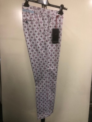 Damen Hose Baumwolle weiß Blumen Bordüre von Bonheur Milano Gr. 31/45