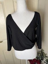 Boohoo BNWT Plus Off-The-Shoulder Black Wrap Crop Top size 18