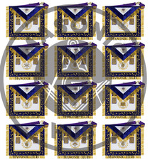 Grand Lodge 12 Officer Aprons Set Freemason Regalia in Premium Lambskin