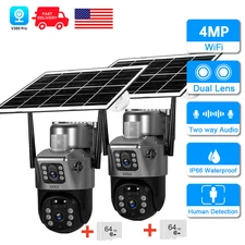 Solar Battery Powered Wireless Outdoor Pan/Tilt Home Security WiFi Camera System