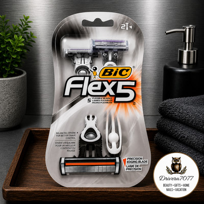 BIC Flex 5 Disposable Razors 2 Count 5 Flexible Blades Precision Edging Blade
