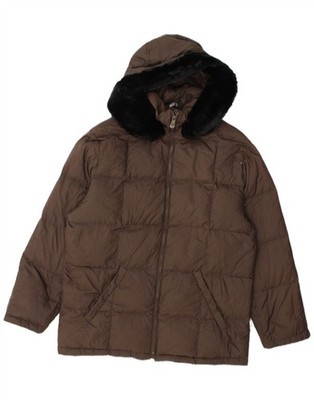 CIESSE PIUMINI Womens Hooded Padded Jacket IT 46 Large Brown Polyester AG20