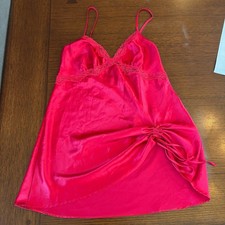 Victoria's Secret Pink Satin Lace Trim Babydoll Slip Dress Chemise Small