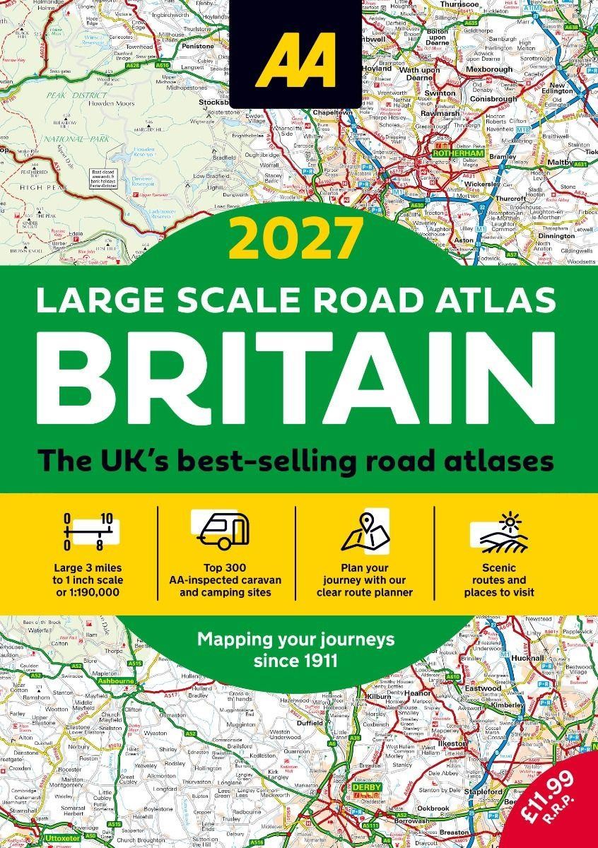 AA 2027 Large Scale Road Atlas Britain 3 Miles to 1 Inch Scale 2026